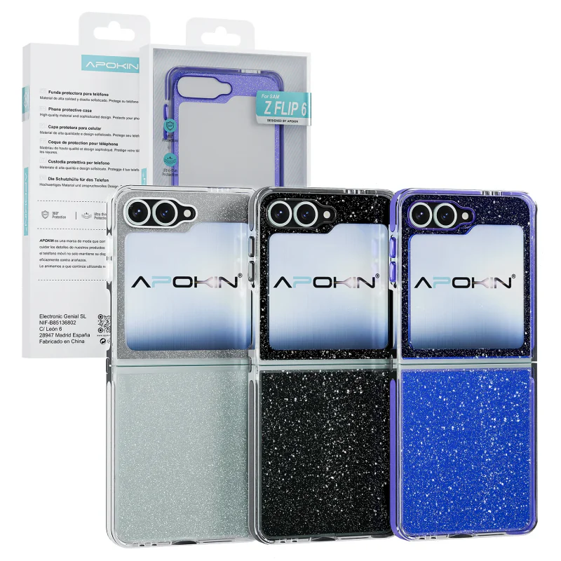 Capa Apokin para Samsung Galaxy Z Flip com Purpurina Lilás