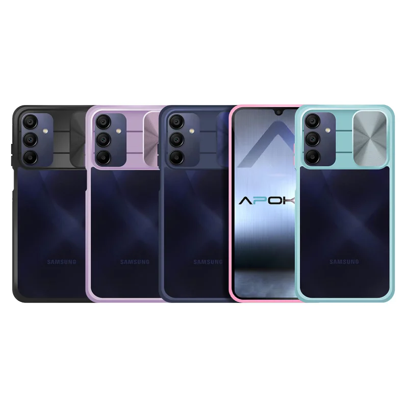Capa de Gel Antichoque Apokin com Tampa de Câmara Deslizante para Samsung Galaxy A15 Preto - Imagem 1
