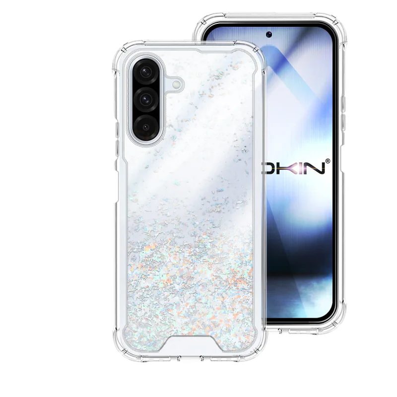 Capa Apokin para Samsung Galaxy A36 em Gel Transparente com Purpurina Azul-turquesa - Imagem 5