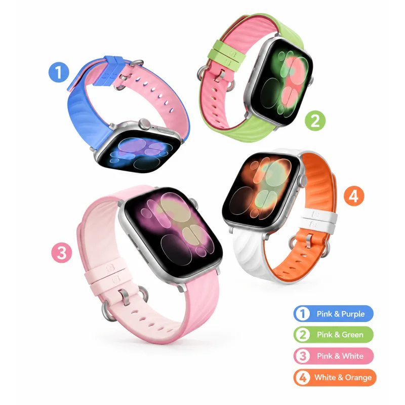 Bracelete Apokin BLUEO para Apple Watch 42 44 45 46 e 49 mm Silicone Bicolor Variante 4