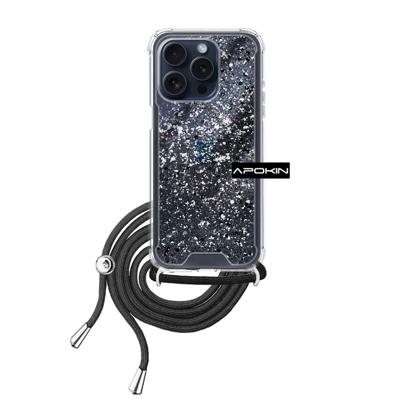 Capa Apokin para Apple iPhone 15 Pro Gel Transparente com Cordão Preto - Imagem 5