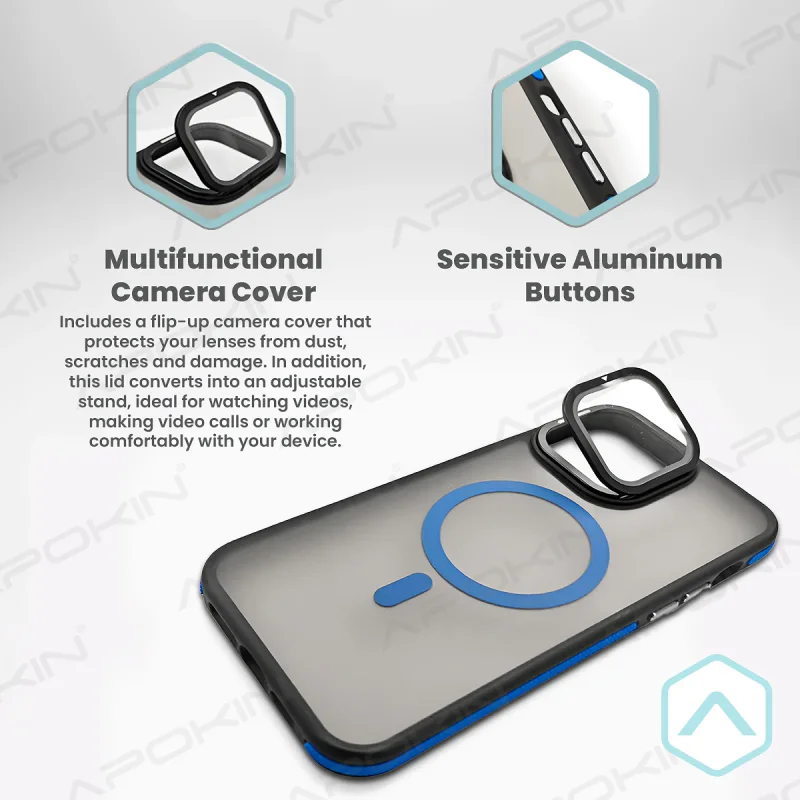 Capa Fumada Apokin com MagSafe e Proteção de Câmara para iPhone 17 Air Azul - Imagem 3
