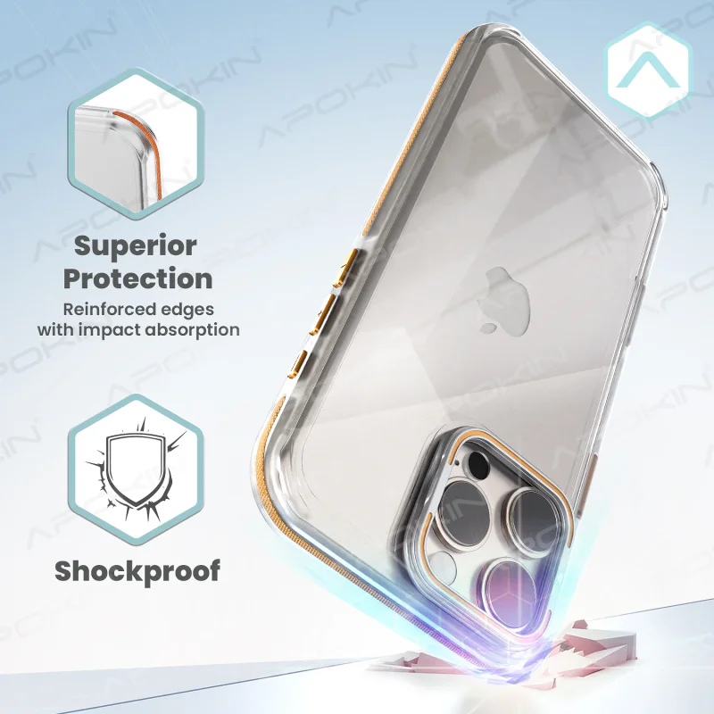 Capa Acrílica Apokin com Tampa de Câmara e Suporte para iPhone 14 Pro Cinzento - Imagem 2