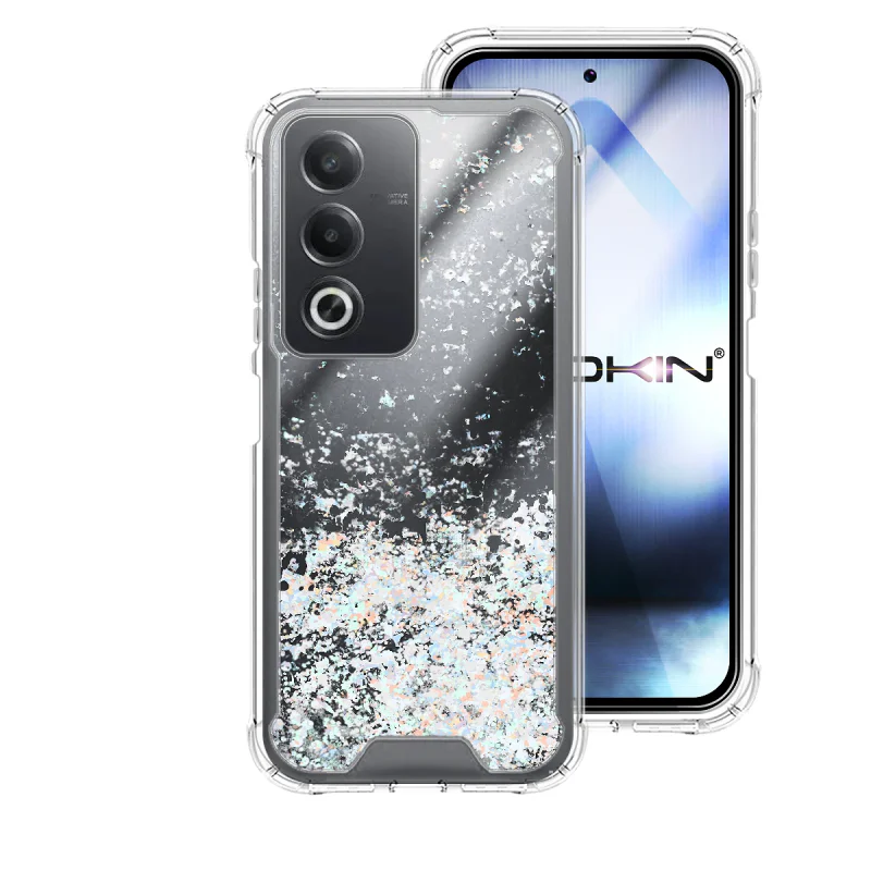 Capa de Gel Apokin para Oppo A80 Transparente com Purpurina Lilás - Imagem 5