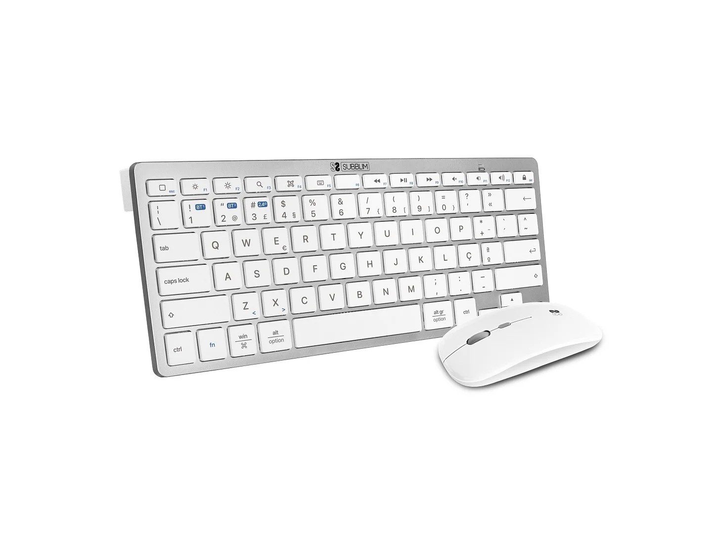 Teclado e Rato Sem Fios Subblim OCO015 Combo Multidispositivo Compacto Bluetooth + 2,4 GHz PT Prateado