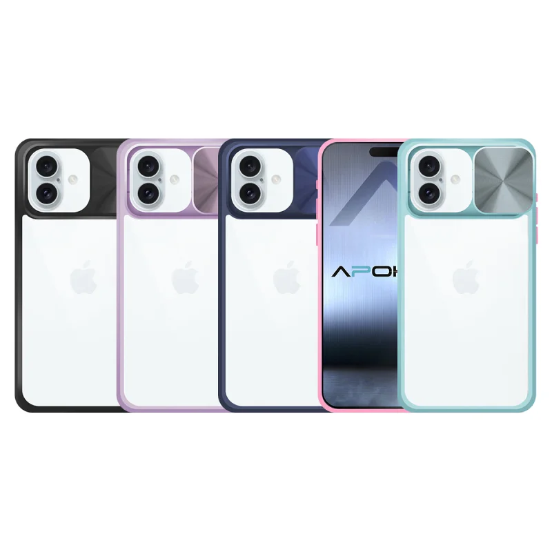 Capa Apokin iPhone 16 Plus Gel Anti-Choque com Tampa Deslizante Azul turquesa - Imagem 1