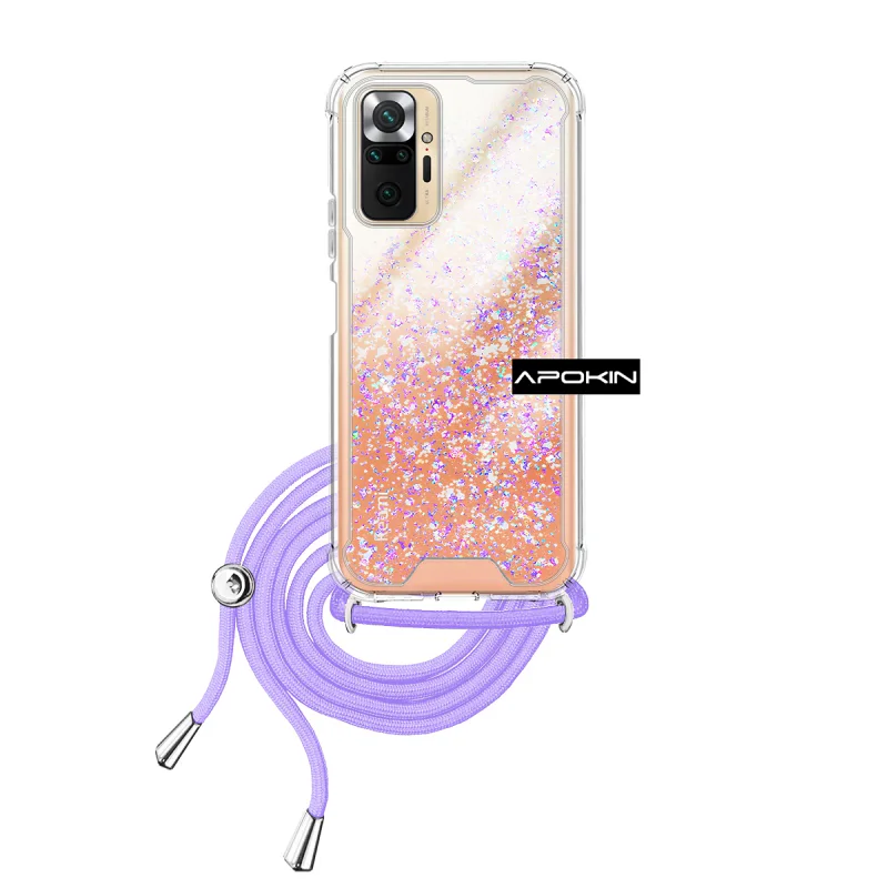 Capa Apokin para Xiaomi Redmi Note 10 Pro em Gel Transparente com Cordão Rosa - Imagem 2