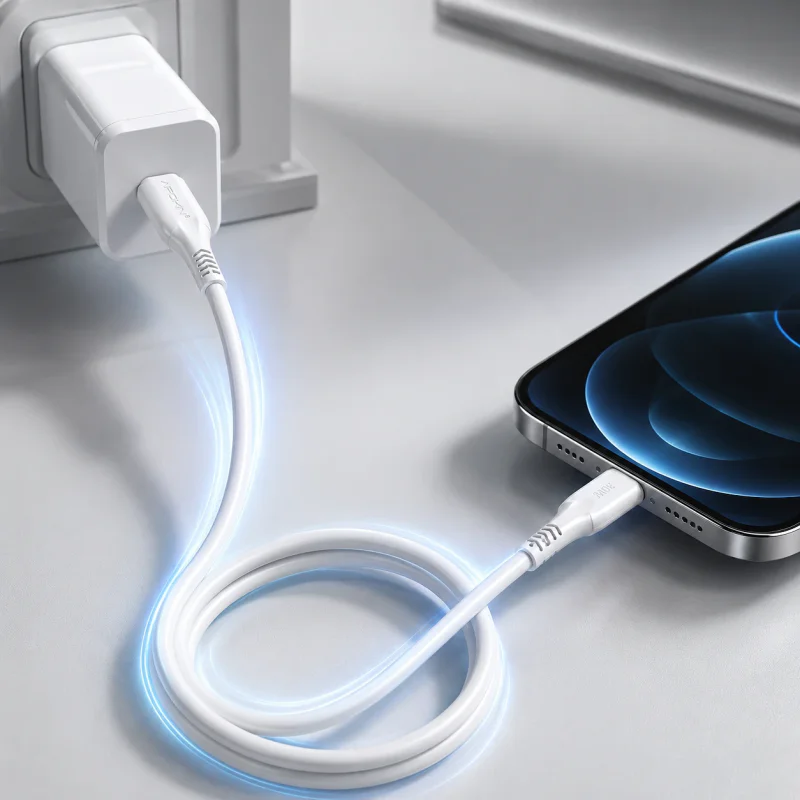 Cabo USB-C para Lightning Apokin 27 W 0,30 m Branco - Imagem 4