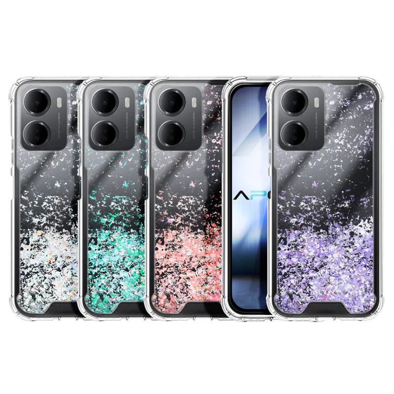 Capa Apokin para Xiaomi Redmi 15A em Gel Transparente com Purpurina Rosa