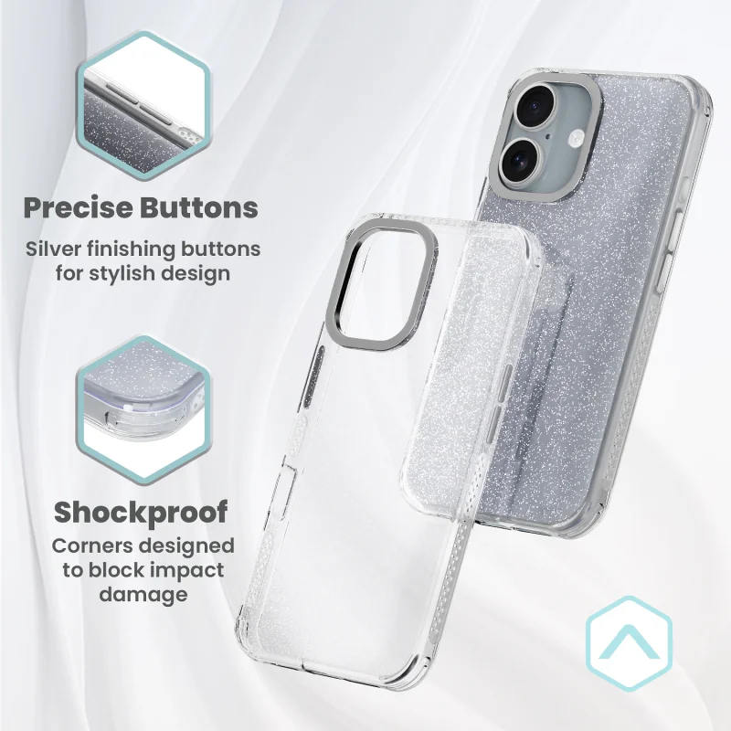 Capa Acrílica Transparente com Purpurina Apokin para iPhone 16 - Imagem 3