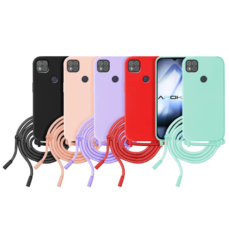 Capa Macia Apokin com Cordão para Xiaomi Redmi 9C Variedade de cores