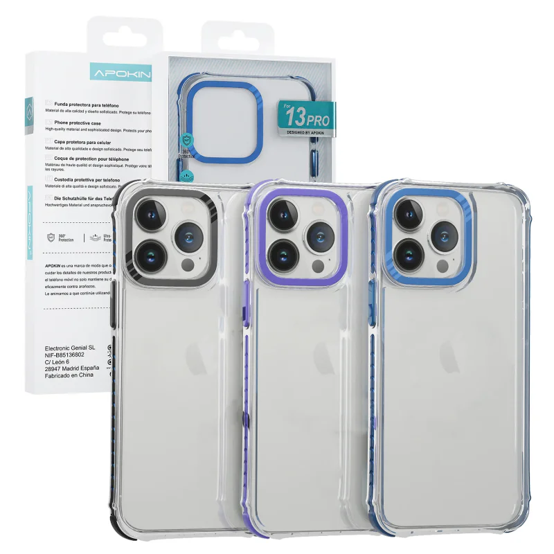 Capa Apokin Antichoques para iPhone 13 Pro Transparente Azul - Imagem 1
