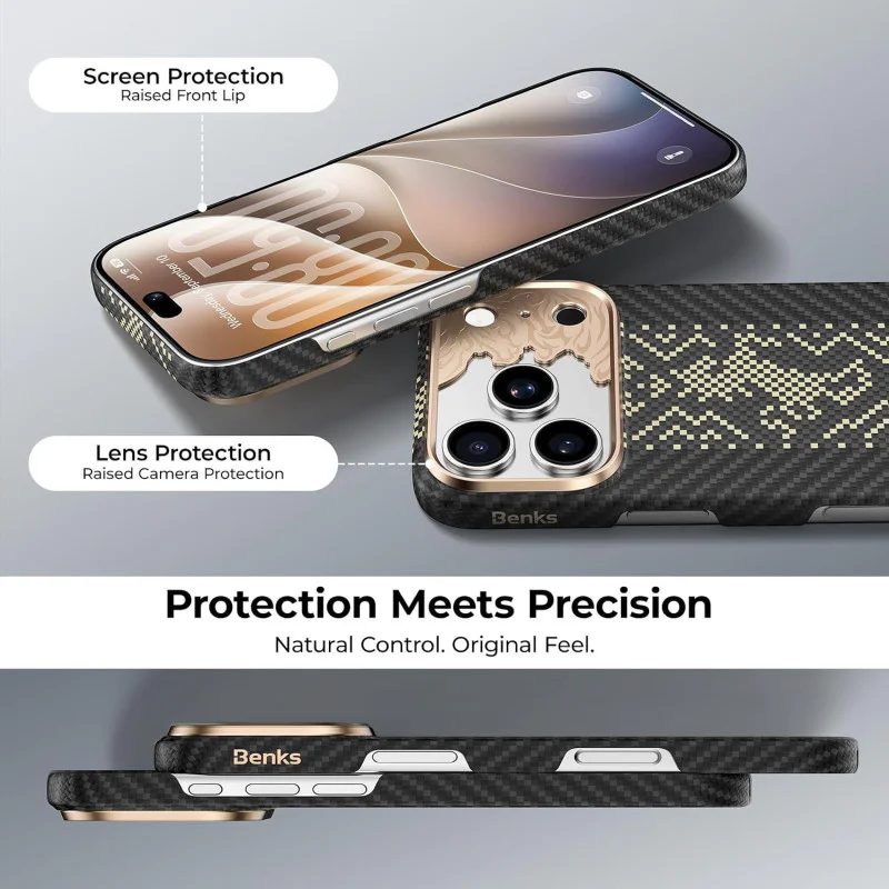 Capa Magnética Apokin para iPhone 17 Pro e 18 Pro em Kevlar Preto - Imagem 4