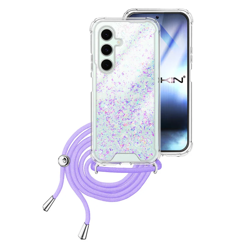 Capa de Gel Transparente Apokin com Cordão para Samsung Galaxy S24 FE Azul Turquesa - Imagem 2