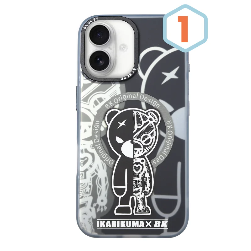 Capa Apokin Mikalen com Desenho Urso Preto e MagSafe para iPhone 16 Padrão 4 - Imagem 4