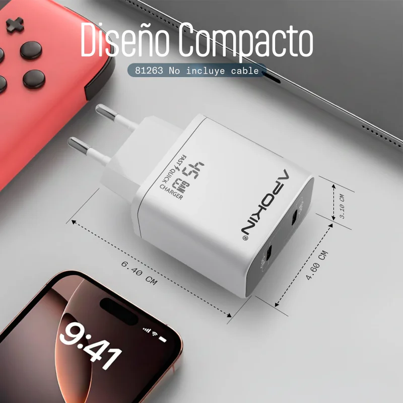Carregador de Rede Apokin Duplo USB-C 45 W Branco - Imagem 4
