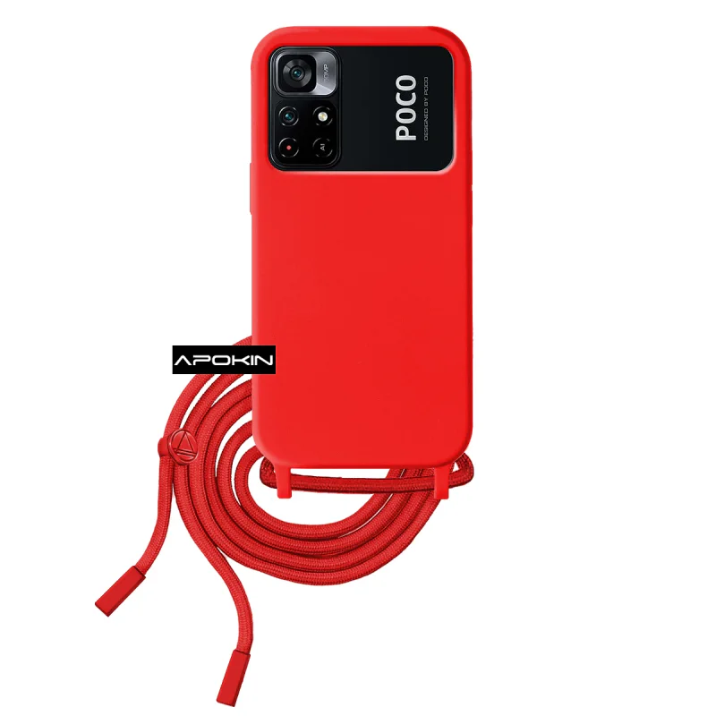 Capa Apokin de Silicone Suave com Cordão para Xiaomi Poco M4 Pro 5G Azul-turquesa - Imagem 3