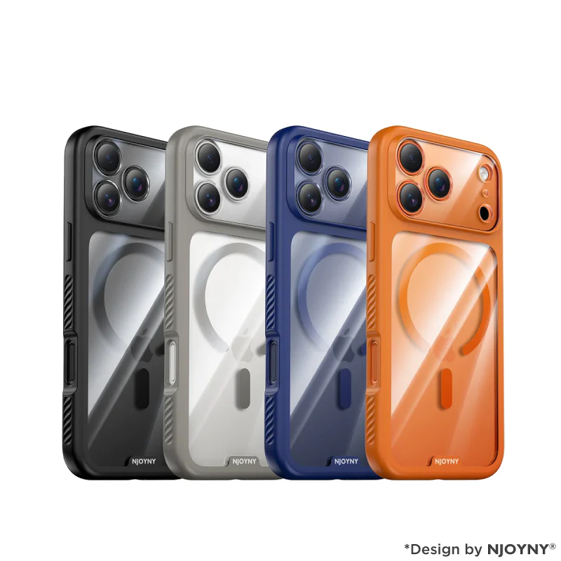 Capa NJOYNY Apokin Crystal Armor E1-MAG com MagSafe para iPhone 17 Laranja