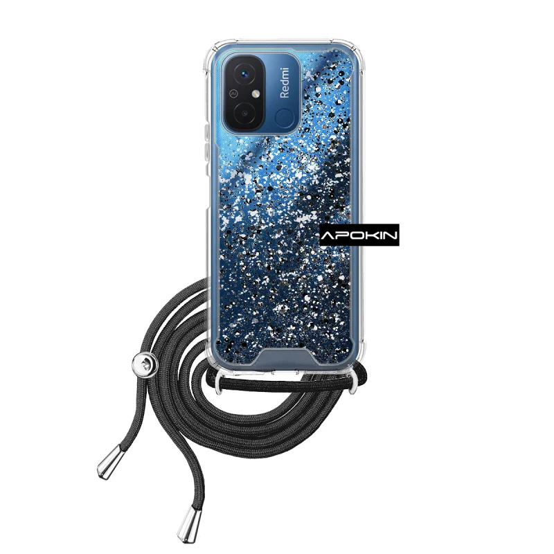 Capa em Gel Apokin para Xiaomi Redmi 12C / 11A Transparente com Cordão Lilás - Imagem 5