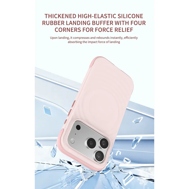 Capa All-Match Apokin para iPhone 17 em Silicone Líquido Bicolor com Padrão Ondulado e MagSafe Branco - Imagem 3