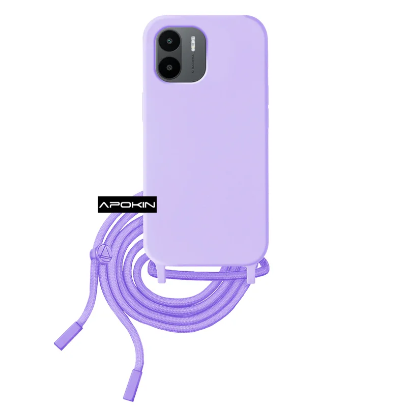 Capa Apokin Xiaomi Redmi A1 de Silicone com Cordão Azul turquesa - Imagem 4