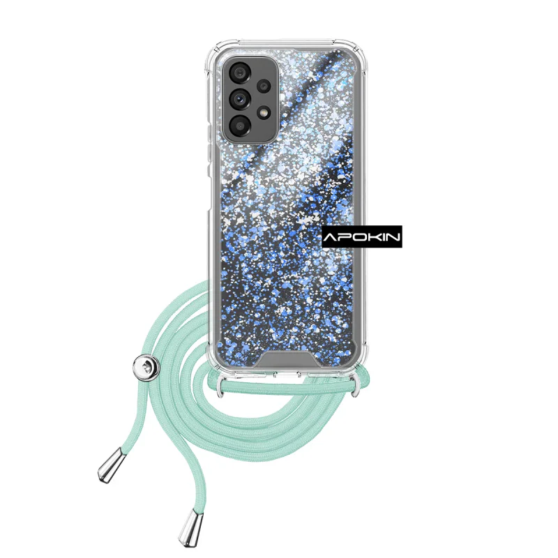 Capa Apokin para Samsung Galaxy A73 5G Gel Transparente com Cordão Azul turquesa - Imagem 4