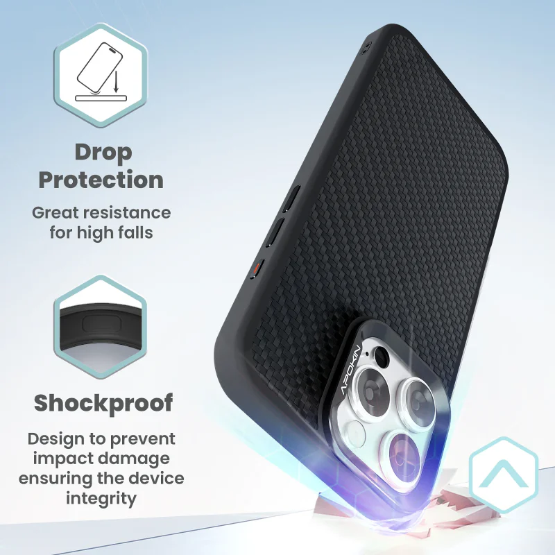 Capa Apokin iPhone 16 Pro Efeito Fibra de Carbono com MagSafe Preto - Imagem 4