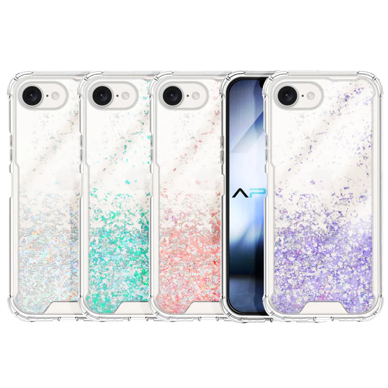 Capa Apokin para iPhone 16e / 17e Gel Transparente com Purpurina Rosa