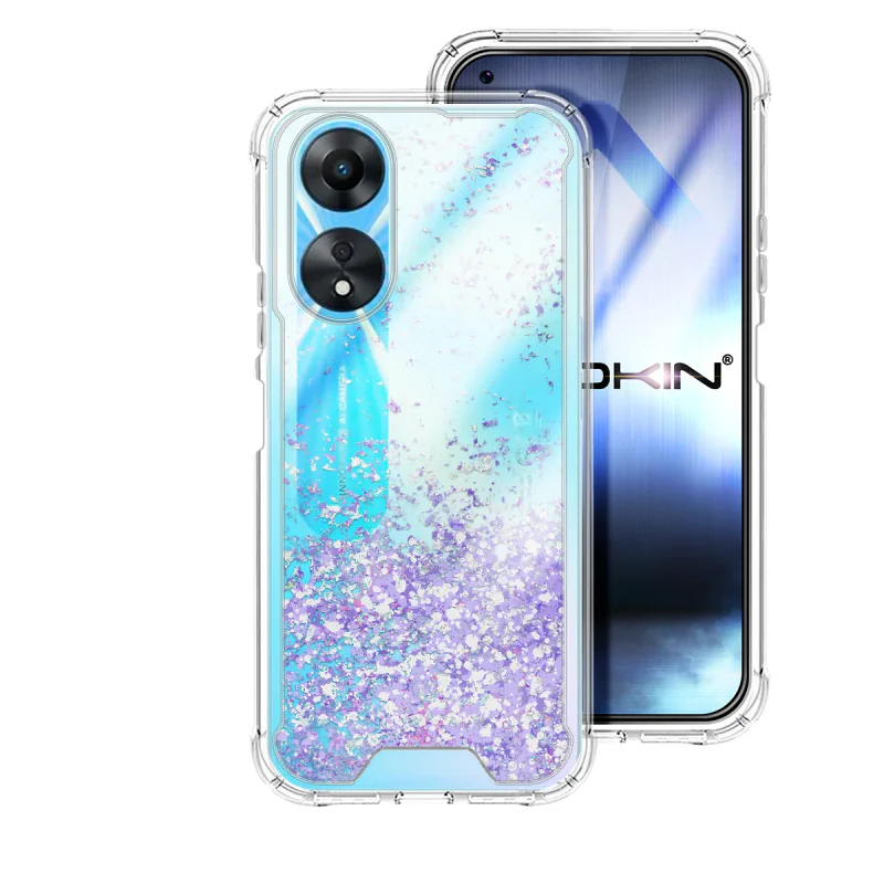 Capa Apokin para Oppo A58 / A78 5G em Gel Transparente com Glitter Rosa - Imagem 2