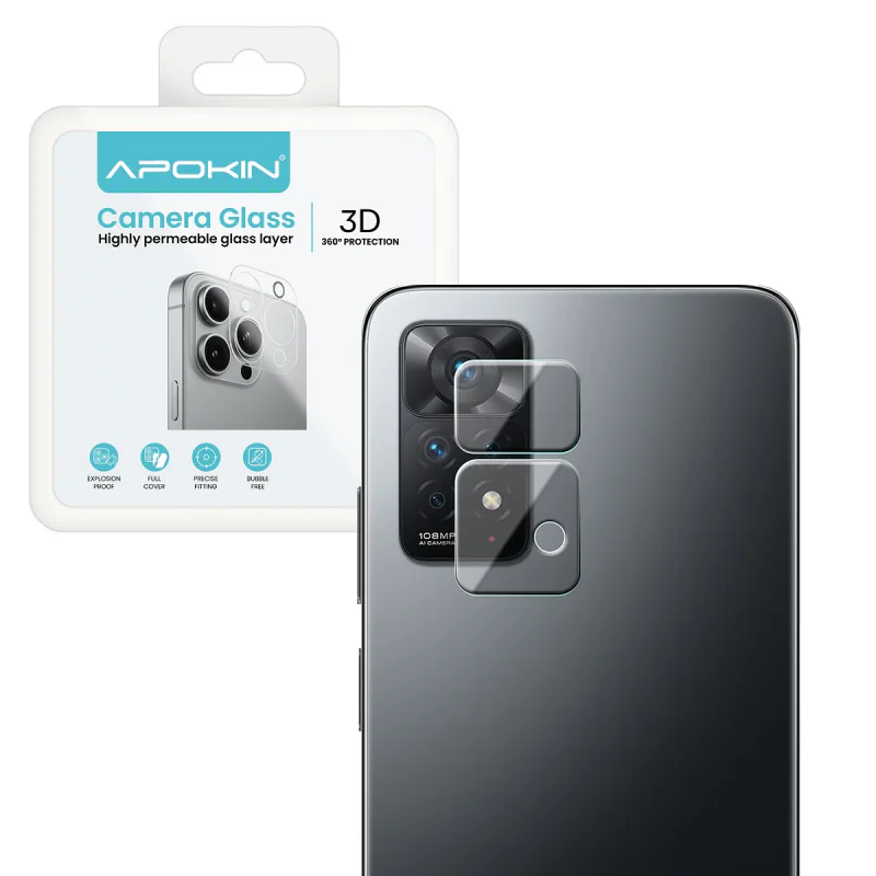 Protetor de Câmara Apokin em Vidro Temperado para Xiaomi Redmi Note 11 Pro Transparente