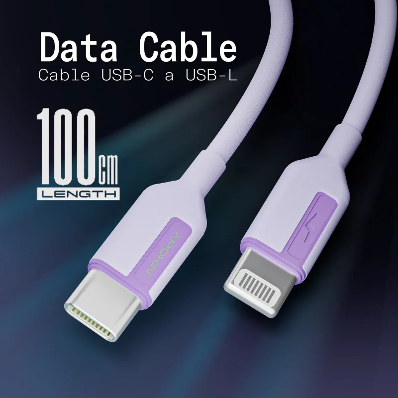 Cabo USB-C para Lightning Apokin 27 W 3 A 1 m Lilás - Imagem 3