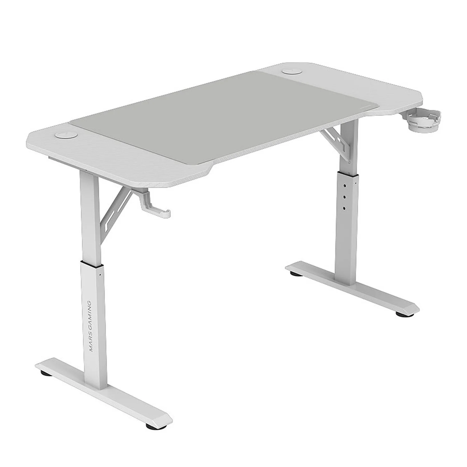 Secretária Gaming Mars Gaming MGD-ERGO120W 120x60 cm com Altura Regulável em 3 Posições e Tapete XXL Branca - Imagem 1