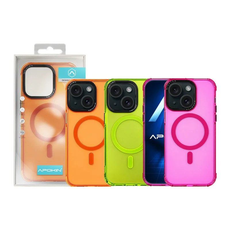 Capa Apokin Flúor com MagSafe para iPhone 13 e iPhone 14 Laranja