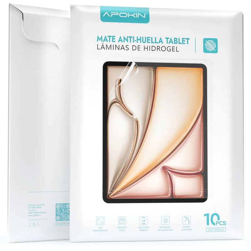 Folhas de Hidrogel Apokin para Tablet 12 polegadas Efeito Fosco Caixa de 10 Unidades