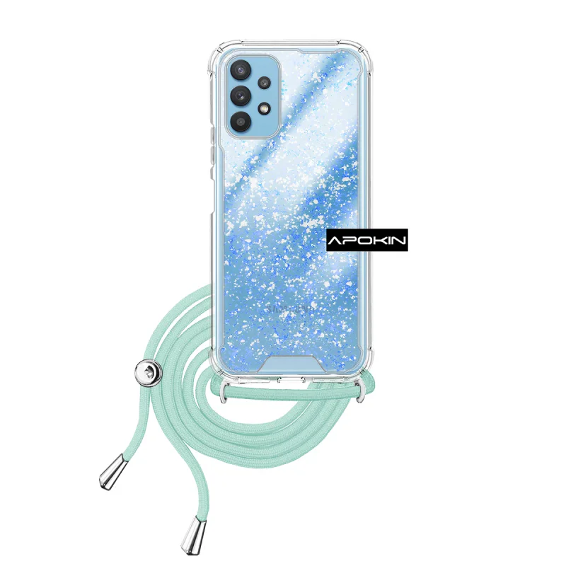 Capa de Gel Apokin para Samsung Galaxy A32 4G Transparente com Cordão Preto - Imagem 4