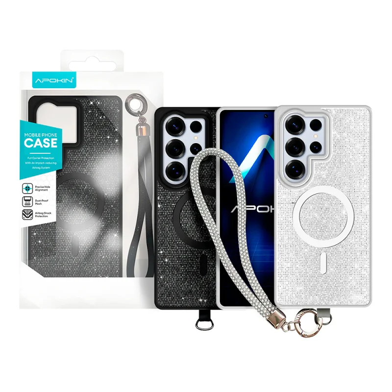 Capa Apokin com Diamantes, MagSafe e Alça para Samsung Galaxy S24 Ultra Variedade de cores - Imagem 1