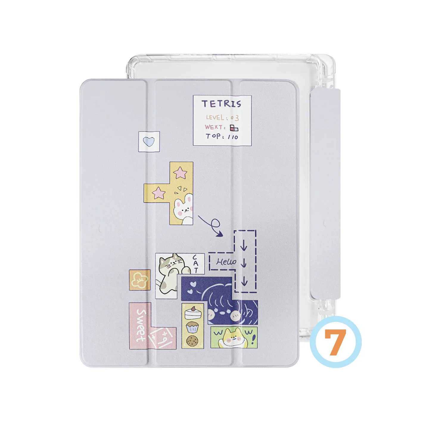 Capa Inteligente Apokin para Samsung Galaxy Tab A8 com Suporte para Caneta Design Tetris - Imagem 1
