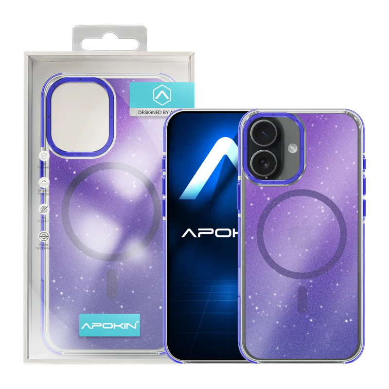Capa Apokin Acrílica com Glitter e MagSafe para iPhone 16 Lilás - Imagem 4