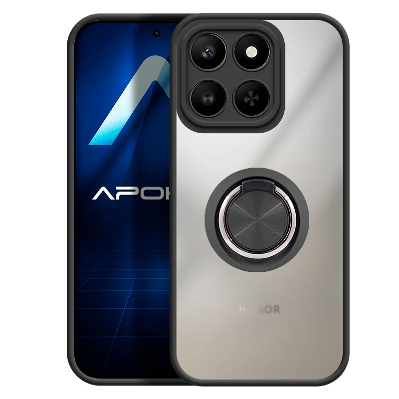 Capa Apokin para Honor 400 Smart em Gel Fumado com Íman e Suporte Preto - Imagem 3
