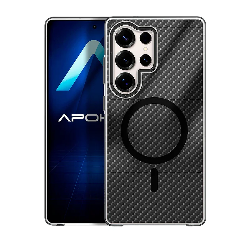 Capa Apokin para Samsung Galaxy S24 Ultra em Fibra de Carbono com MagSafe Preto
