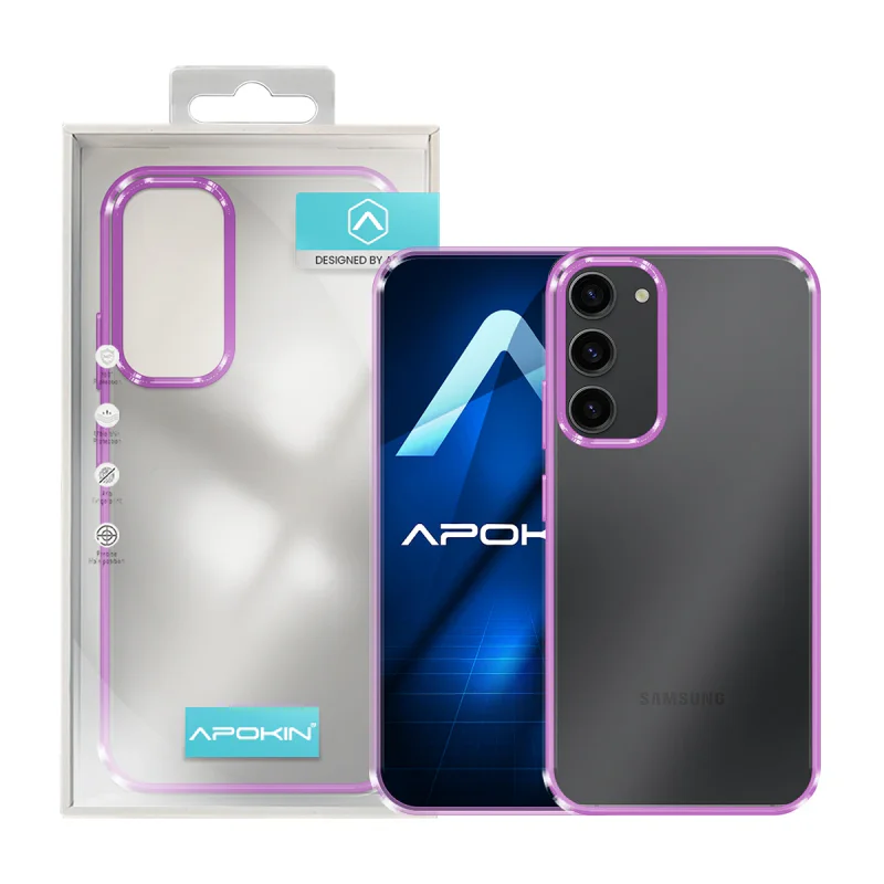 Capa Acrílica Antichoque com Borda Colorida Apokin para Samsung Galaxy S23 Plus Lilás - Imagem 4