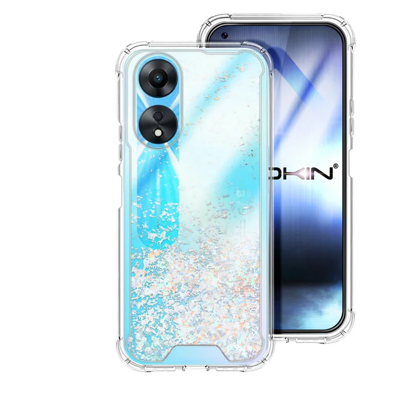 Capa Apokin para Oppo A58 / A78 5G em Gel Transparente com Glitter Rosa - Imagem 5