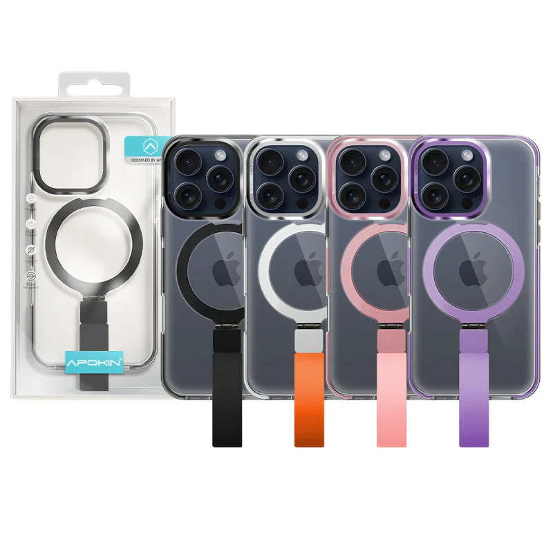 Capa Apokin Acrílica com Suporte e Alça MagSafe para iPhone 15 Pro Lilás - Imagem 1