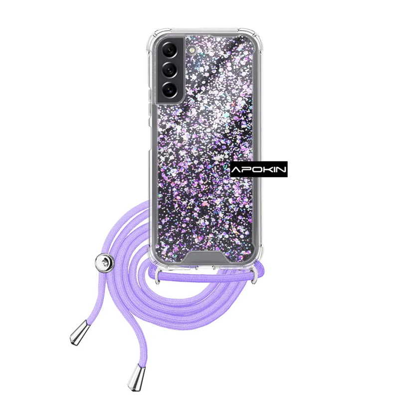 Capa Apokin para Samsung Galaxy S21 FE Gel Transparente com Cordão Rosa - Imagem 2