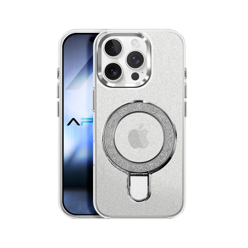 Capa com Purpurina e Anel MagSafe Apokin para iPhone 15 Preto - Imagem 4