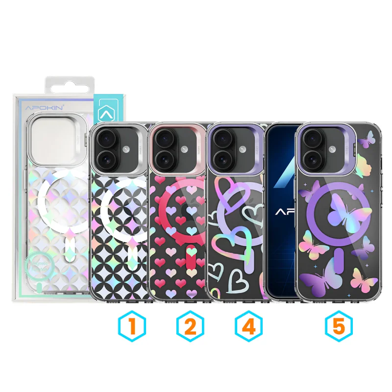 Capa Apokin para Apple iPhone 17 Metalizada Iridescente com MagSafe e Padrão Variante 1 - Imagem 1