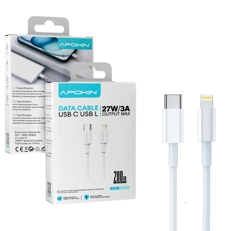 Cabo Apokin USB-C para Lightning 2 m Branco