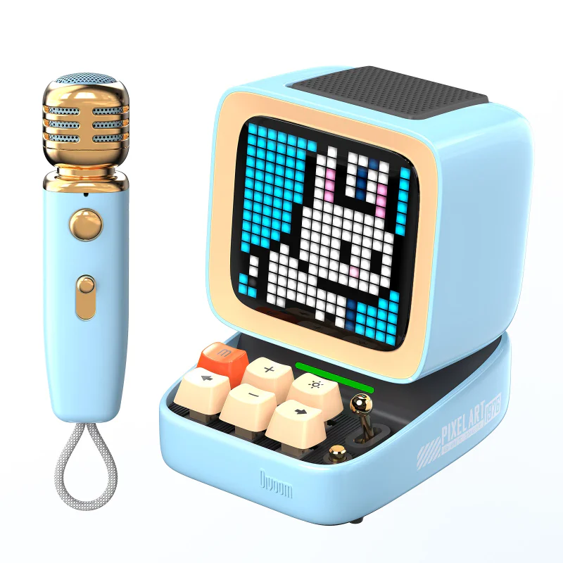 Coluna Apokin Divoom Ditoo Mic com Microfone Karaoke Ecrã Pixel Azul