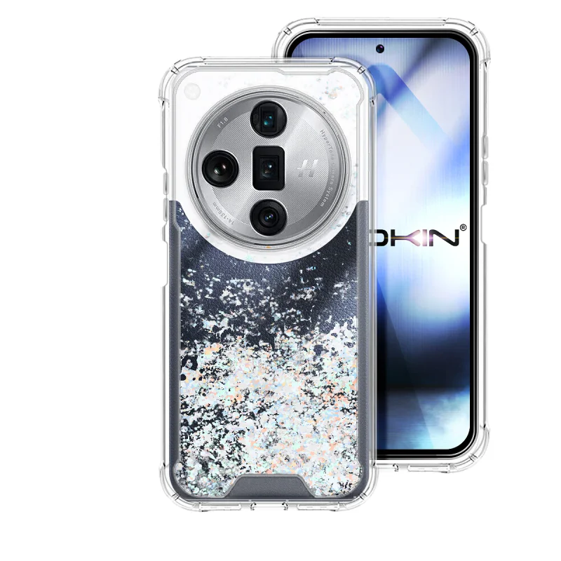 Capa Apokin para Oppo Find X7 em Gel Transparente com Brilhos Turquesa - Imagem 5