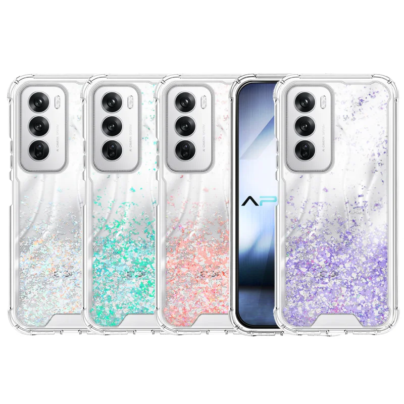 Capa Gel Apokin para Oppo Reno 12 Transparente com Glitter Rosa